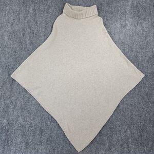 J Jill Sweater Women One Size Beige Poncho Cape Pullover Wool Blend Stretch Knit